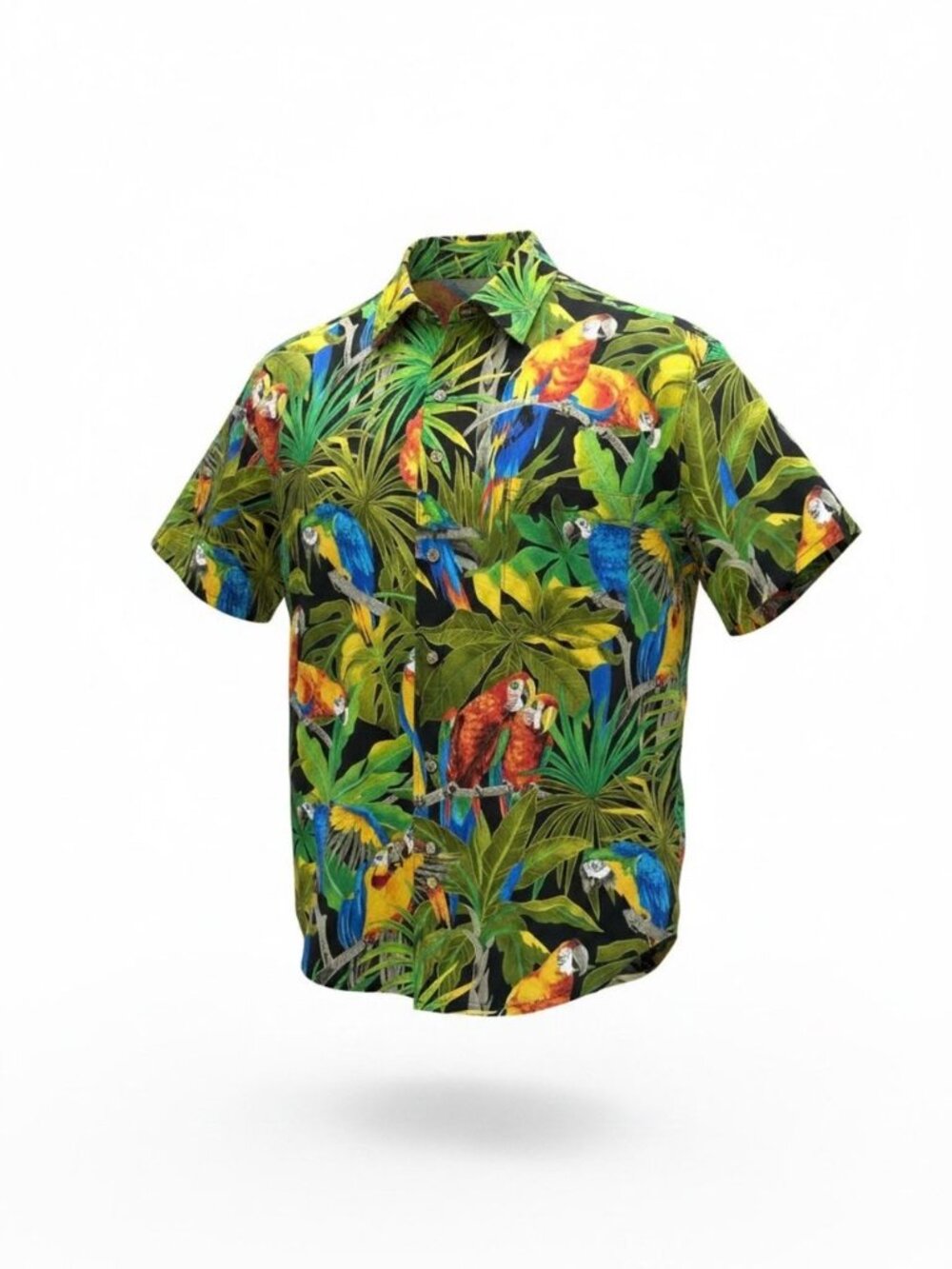 Key West Camouflage Parrot Hand Print Fashion Hawaiian Shirt Size XL